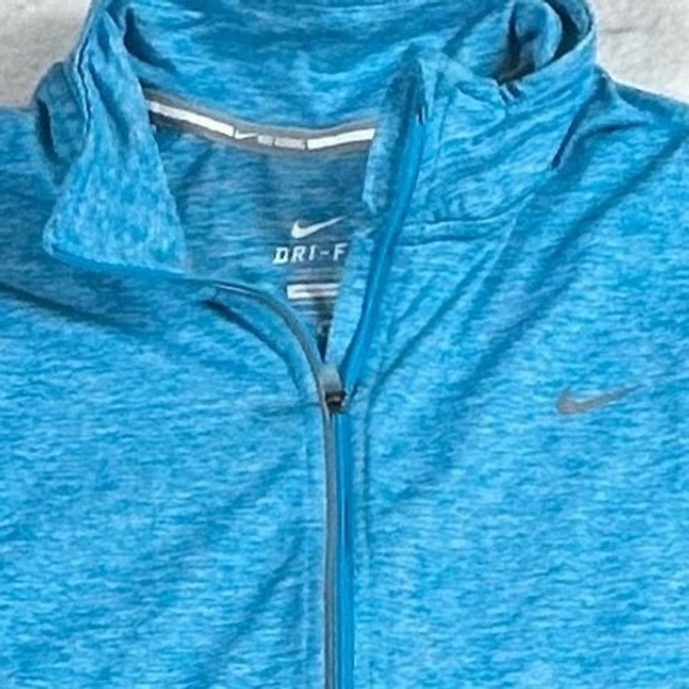 Nike Running Dri-FIT Women's XL BlueHeather 1/4 Zip Pullover Thumbholes Reflect
